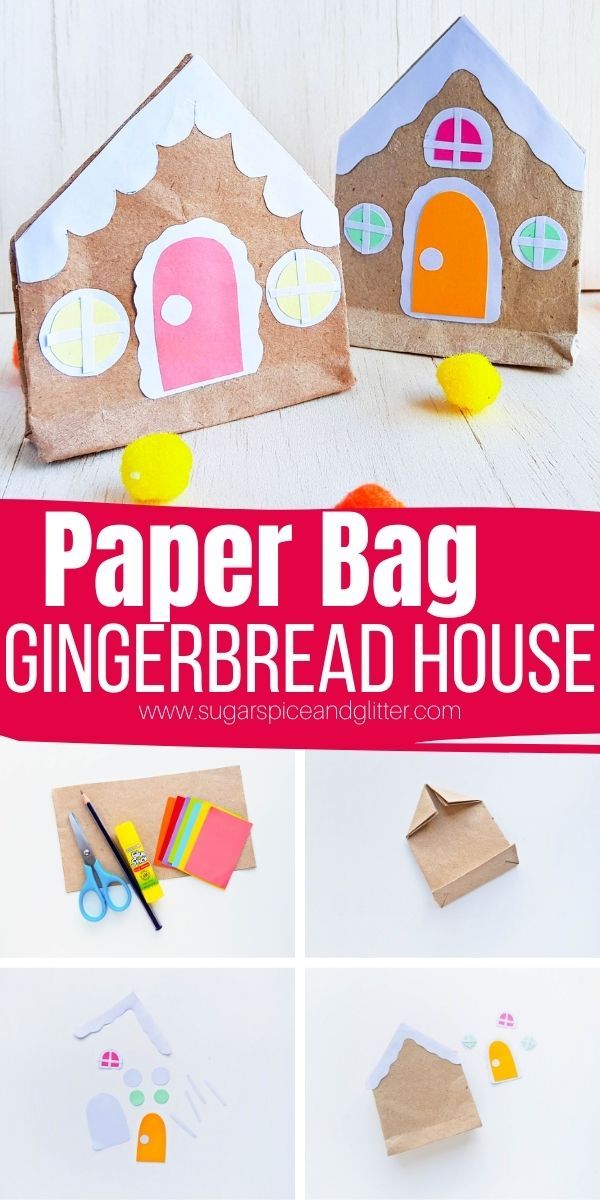 paper bag gingerbread house craft for kids to make