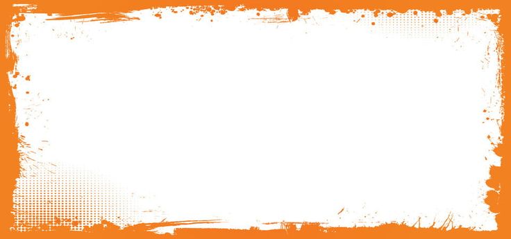 an orange and white background with some paint splattered on the bottom right corner