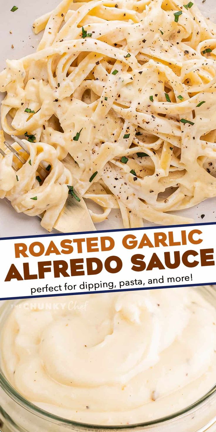 this is an image of roasted garlic alfredo sauce