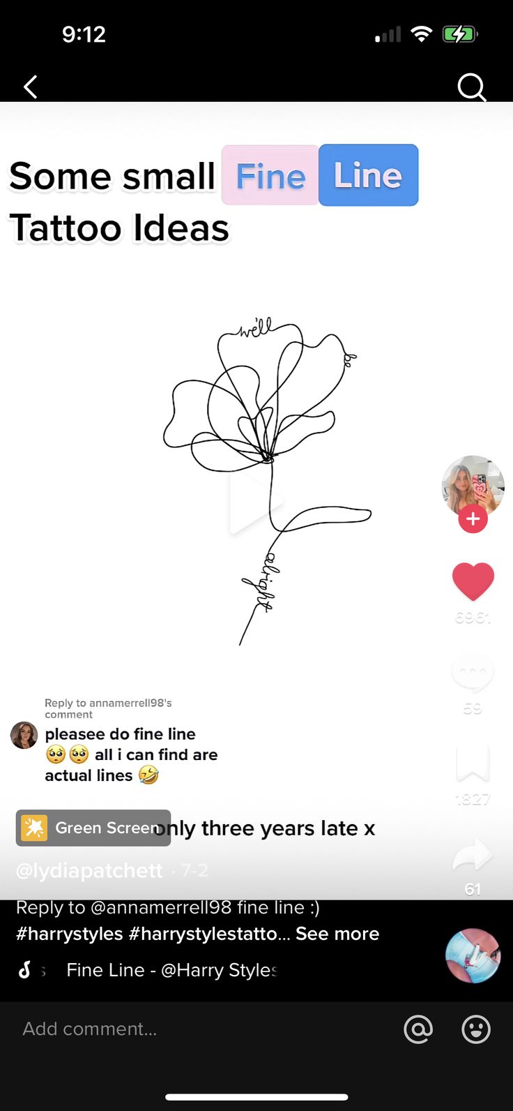 an iphone screen with the text'some small tattoo ideas'and a drawing of a flower on it