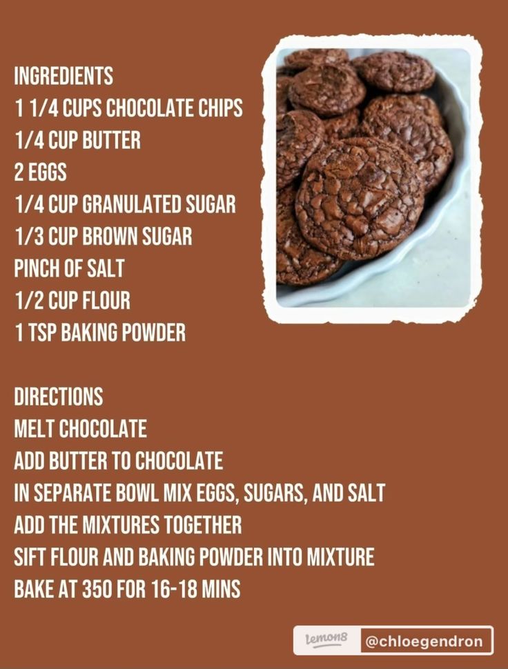 the ingredients for chocolate cookies are shown in this recipe card, which includes instructions to make them