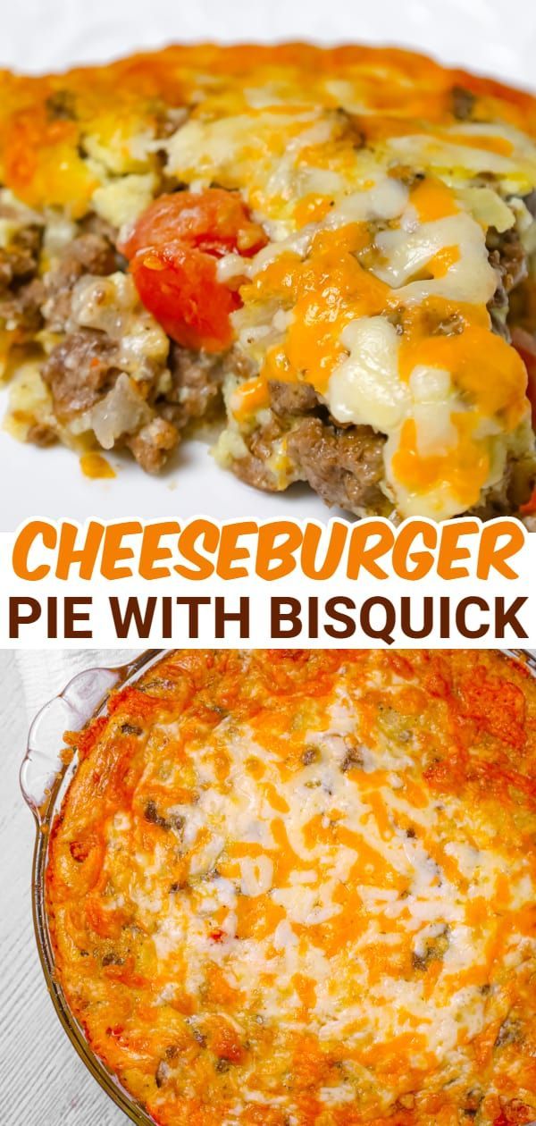 two different types of cheeseburger pie with biscuit crust on top and bottom