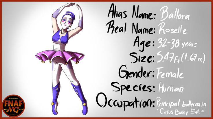 a drawing of a ballerina in purple and white with the names of her name