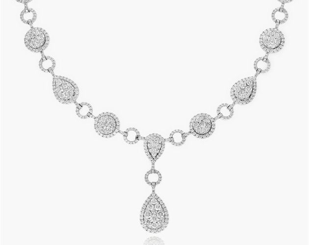 14K White Gold Fancy Composite Statement Drop Necklace. This necklace exudes finesse and style, its sophistiacted sparkle will have you feeling like royalty everytime you put it on. Glamorous White Gold Diamond Necklace, Elegant Diamond Necklace With Sparkling Details, Fine Jewelry Necklace With Sparkling Stones For Formal Events, Elegant Diamond Bridal Necklace With Sparkles, Elegant Diamond Bridal Necklace With Sparkling Details, Luxury Necklaces With Sparkling Stones For Formal Occasions, Formal Sparkling Necklace, Elegant Sparkling Necklaces For Anniversary, Glamorous White Gold Necklace For Formal Occasions