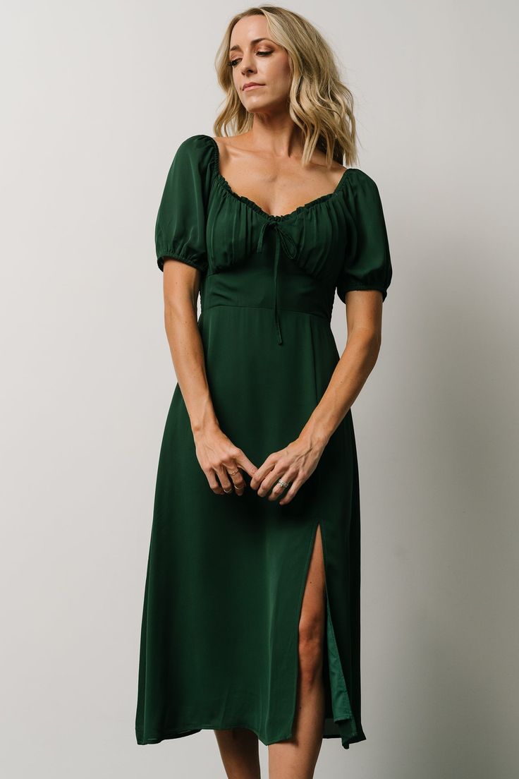 Cadence Midi Dress | Green | Baltic Born Baltic Born Eucalyptus Dress, Forest Green Dresses, Midi Dress Green, Fall Wedding Guest, Emerald Green Dresses, Baltic Born, Fall Wedding Guest Dress, Guest Attire, Wedding Attire Guest