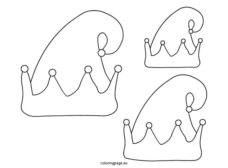 three crowns with different shapes and sizes to draw on the page, one is black and white