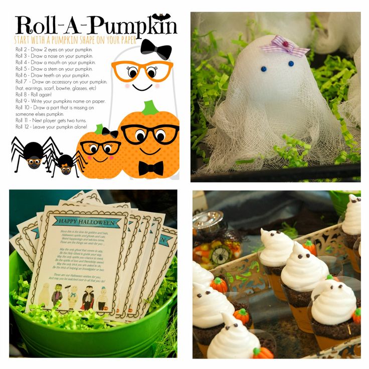 there is a collage of pictures with pumpkins and other things in them, including cupcakes