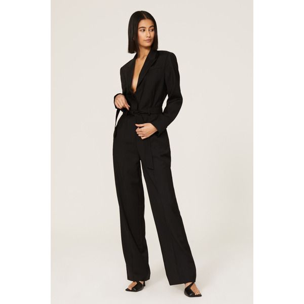 Black shell (100% Wool) Lining (68% Acetate, 32% Polyester) Pocket lining (100% Polyester). Jumpsuit. Plunge neckline. Long sleeves. Front button closure. 31" inseam. Imported. Jumpsuit Black, Rent The Runway, Plunge Neckline, Match Me, The Kooples, Black Jumpsuit, Plunging Neckline, Deep V Neck, Deep V