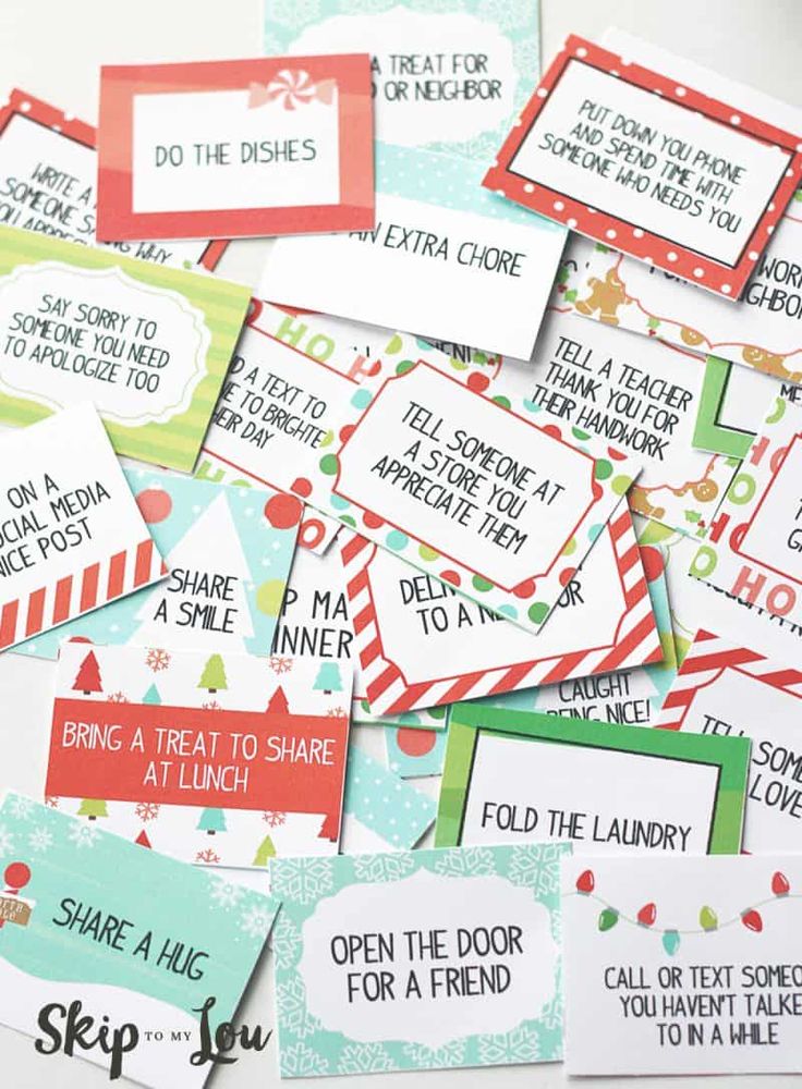 many different types of christmas gift tags on a white surface with red, green and blue trimmings