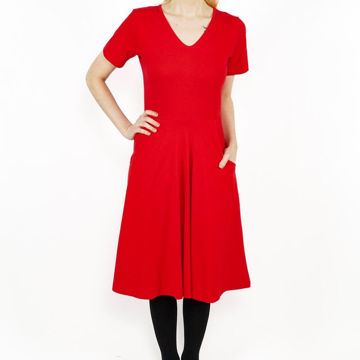 Red-ioactive Nettie Dress, adults dress, adults dresses, dress with pockets, red dress, red-ioactive, plain dress Red A-line V-neck Dress For Spring, Red Relaxed Fit Dress For Spring, Red Cotton Relaxed Fit Dress, Red Relaxed Fit Cotton Dress, Red Cotton Dress With Relaxed Fit, Relaxed Fit Red Cotton Dress, Casual Red V-neck Midi Dress, Stretch V-neck Loungewear Dress, Red V-neck Relaxed Fit Dress