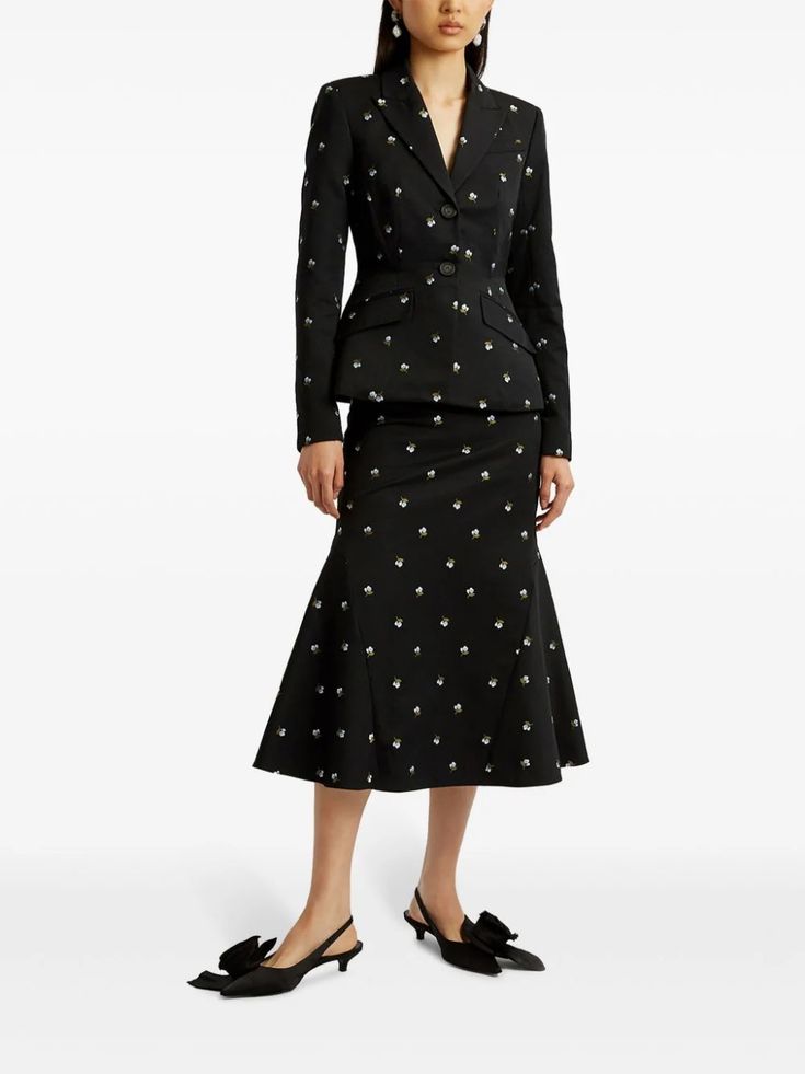 ERDEM floral-jacquard Tailored Blazer | Black | FARFETCH AM Ditsy Floral Pattern, Wardrobe Edit, Floral Jacquard, Tailored Blazer, Blazer Black, Boots Fall, Exclusive Fashion, Ditsy Floral, Black Blazers