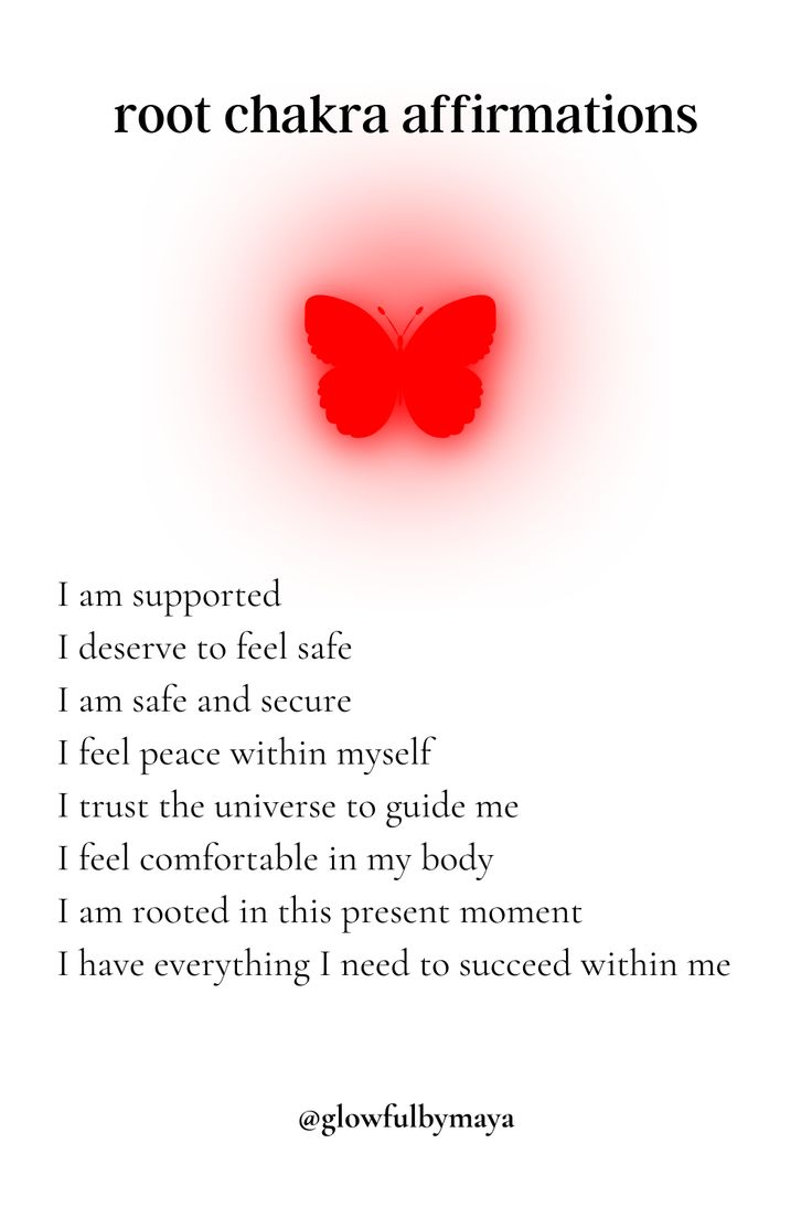 root chakra affirmations by glowfulbymaya [positivity grateful motivational happiness self love spirituality] Affirmations For The Chakras, Affirmation For Chakras, Self Love Chant, Affirmation For Each Chakra, Chakra Quotes Spirituality, Affirmations For Chakras, Root Chakra Healing Affirmations, Root Affirmations, Chakras Affirmations