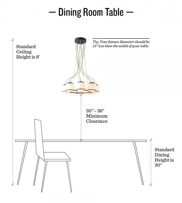 the dining room table is shown with measurements for each chair and one light hanging over it