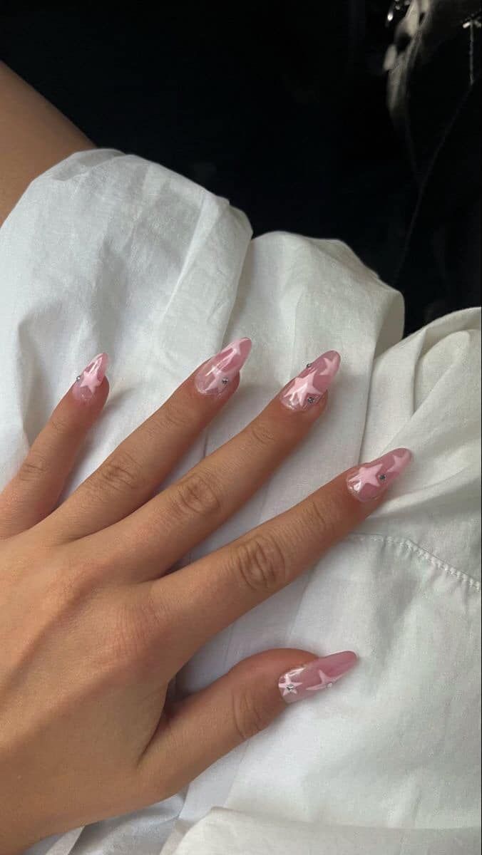 Star Nail Designs, Baby Pink Nails, Punk Nails, Simple Acrylic Nails, Star Nails, Minimalist Nails, Dream Nails, Fire Nails, Classy Nails