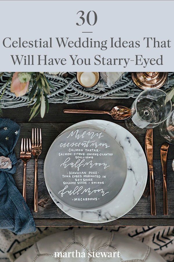 the cover of martha stewart's book, 30 celestial wedding ideas that will have you starr - eyed