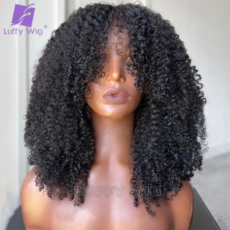 Look what I found on AliExpress Wigs Bangs, Top Wig, Curly Lace Wig, Curly Hair Tutorial, Natural Hair Extensions, Afro Wigs, Curly Human Hair Wig, Curly Lace Front Wigs, Human Hair Wig