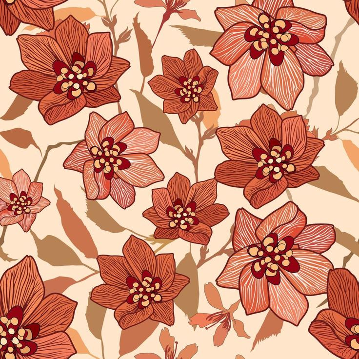 an orange and red flower pattern on a white background