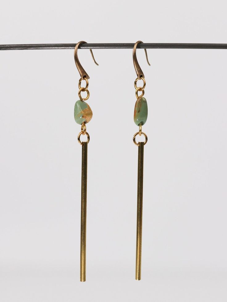 Passerine Earrings - Heyday Turquoise Brass Jewelry, Hand Forged Turquoise Brass Jewelry, Patina Brass Dangle Earrings, Turquoise Brass Jewelry With Ear Wire, Everyday Green Brass Earrings, Everyday Turquoise Brass Jewelry, Handmade Turquoise Brass Earrings, Green Minimalist Brass Earrings, Minimalist Green Brass Earrings