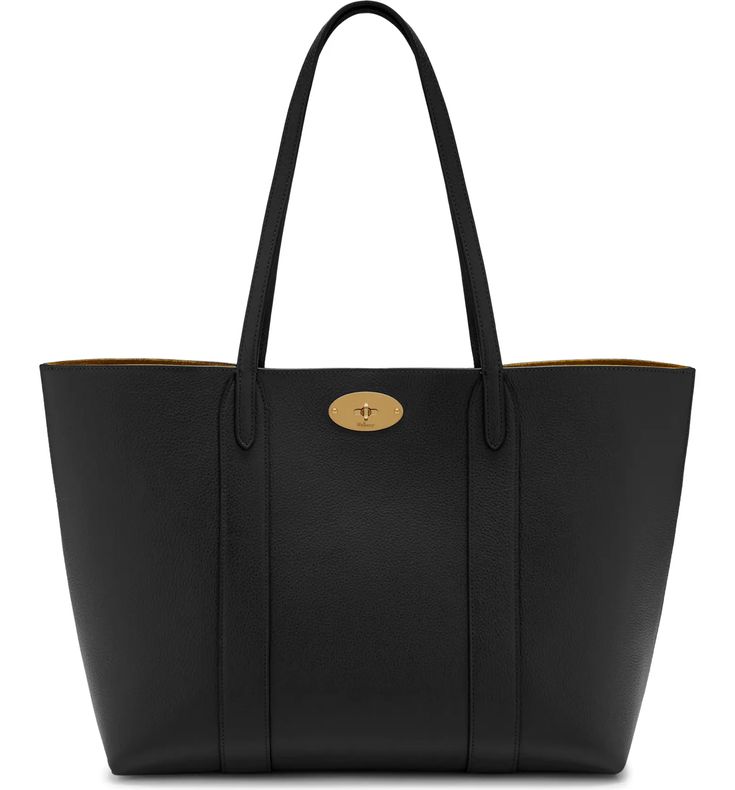 Mulberry Bayswater Leather Tote | Nordstrom Elegant Workwear Bags With Turn-lock Closure, Classic Bags With Branded Hardware And Double Handle, Classic Bag With Double Handle And Branded Hardware, Classic Bags With Double Handle And Branded Hardware, Classic Bags With Branded Hardware For Daily Use, Workwear Bag With Turn-lock Closure And Top Handle, Timeless Everyday Bag With Turn-lock Closure, Classic Top Handle Bag With Turn-lock Closure, Classic Pebbled Leather Satchel With Branded Hardware