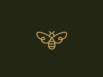 a golden bee logo on a black background