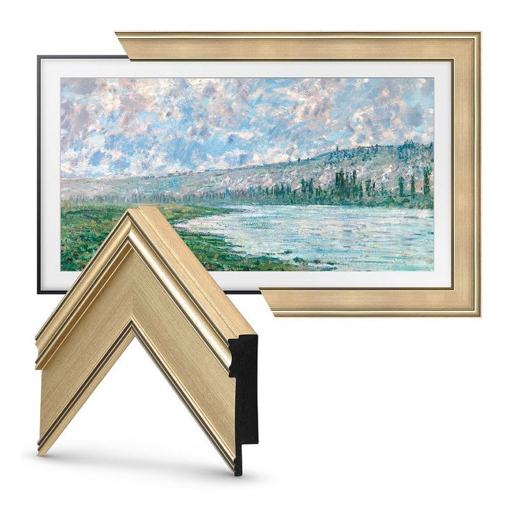 two framed art pieces, one with a painting on it and the other with an open frame