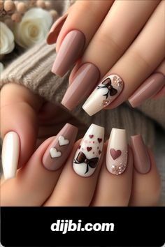 Diy Valentine's Nails, Pink White Nails, Pink Nail Colors, Korean Nail Art, Ootd Instagram, Valentine Nail Art, Romantic Nails, Green Nail Designs, Heart Nail Art