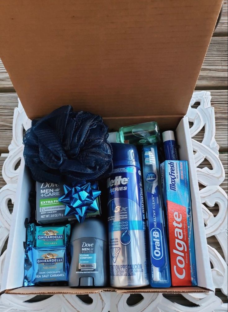 an open box containing several different types of toiletries