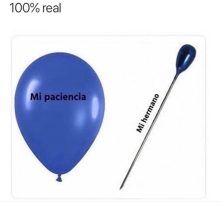 a blue balloon with the words mi pacencia written on it and a spoon next to it