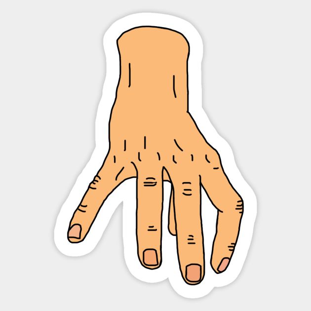 a hand sticker on a white background