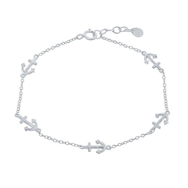 "Complete your stylish summer look with this sterling silver anchor bracelet. Complete your stylish summer look with this sterling silver anchor bracelet. Length: 7.5 in. Metal: sterling silver Plating: rhodium Finish: polished Packaging: boxed Size: 7.5"". Color: White. Gender: female. Age Group: adult." Minimalist Silver Bracelets For Summer, Silver Minimalist Bracelets For Summer, Minimalist Silver Bracelet For Summer, Elegant Sterling Silver Bracelets For Summer, Sterling Silver Bracelets As Summer Gift, Everyday Summer Silver Bracelets, Summer Everyday Silver Bracelet, Everyday Summer Silver Bracelet, Everyday Silver Bracelet For Summer