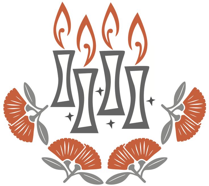 an orange and gray floral arrangement with candles in the middle, surrounded by leaves on either side