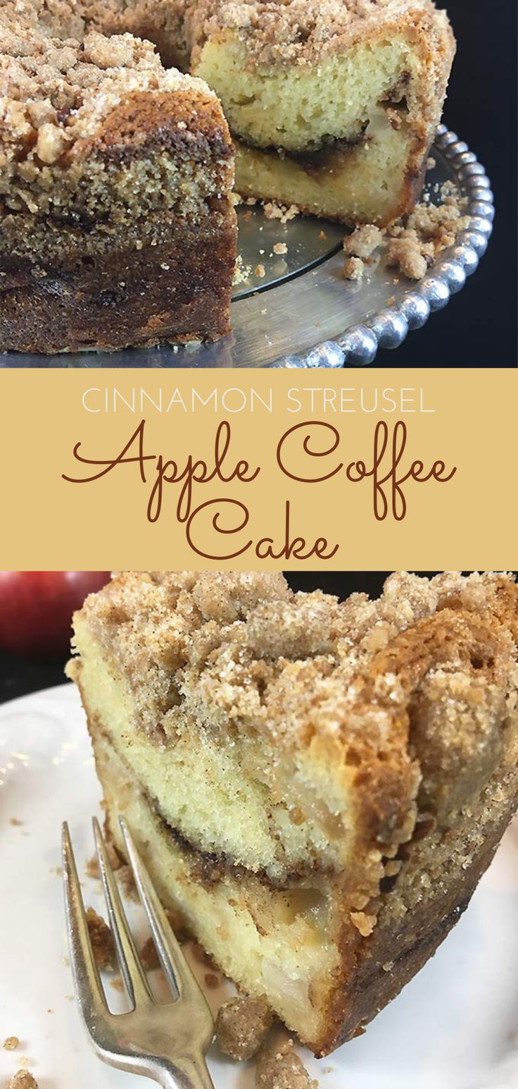 cinnamon streusel apple coffee cake on a plate