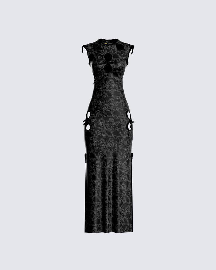 Have a diva moment and make it your empire in this black maxi dress 💅 Crafted from jersey fabric, boasting a double side slit, a pull-on style, and contrast binding ties - this look will have everyone worshipping your every move 🖤 Fuzzy Skirt, White Corset Dress, Red Mini Skirt, Chain Dress, Dress Crafts, Black Maxi, Sheer Dress, Dream Dress, Black Maxi Dress