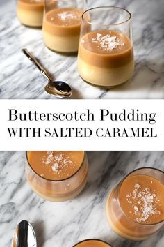 butterscotch pudding with salted caramel served in glasses