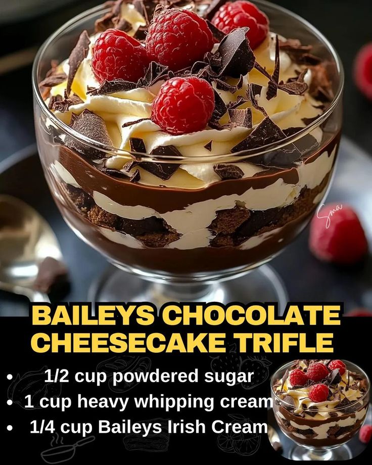 Baileys Chocolate Cheesecake Trifle Bailey Chocolate Cheesecake Trifle, Baileys Trifle Desserts, Bailey’s Chocolate Cheesecake Truffle, Bailey’s Chocolate Cheesecake Trifle, Baileys Cheesecake Trifle, Baileys Chocolate Cheesecake Trifle, Layered Desserts Trifle, Baileys Recipes Desserts, Baileys Trifle