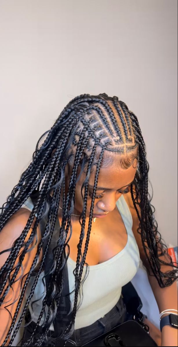 Intricate Braids Black, Black Woman Braids Aesthetic, Black Women Braids 2024, Alt Braids For Black Women, Beyonce Fulani Braids, Hair Braid Designs, Braided Hairstyles For Teens, Braided Hairstyles For Black Women Cornrows, Goddess Braids Hairstyles