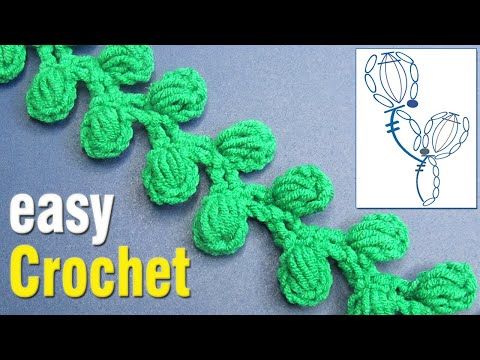 an easy crochet pattern for flowers and leaves with the words, easy crochet