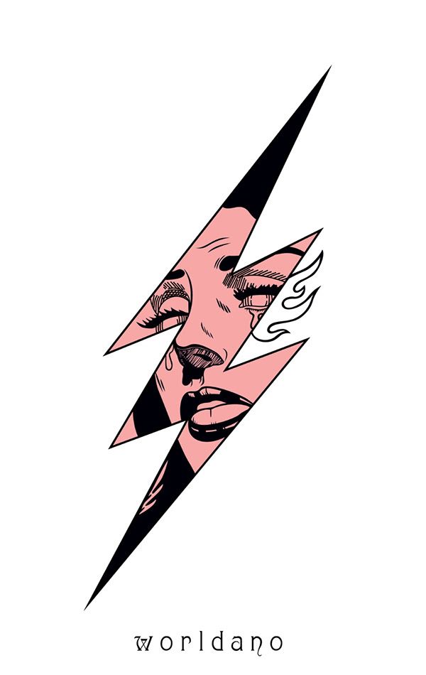 a woman's face and lightning bolt with the word worldno written below it