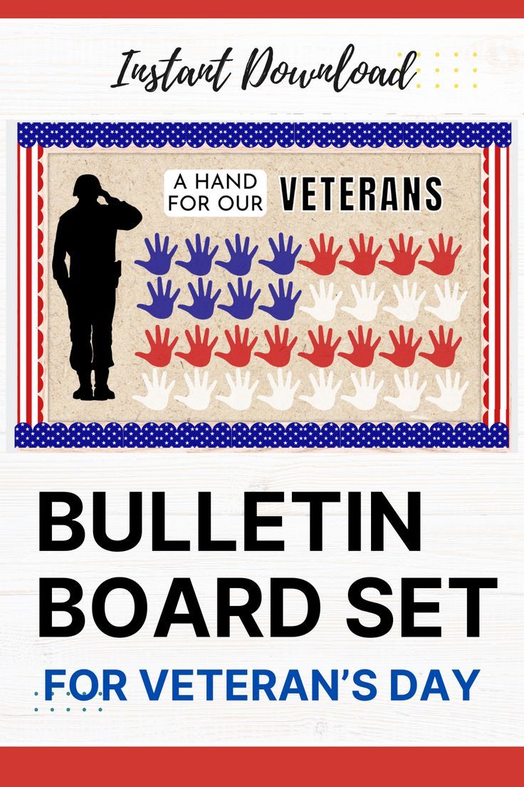 an image of bulletin board set for veteran's day with the words, bulletin board set for veteran's day