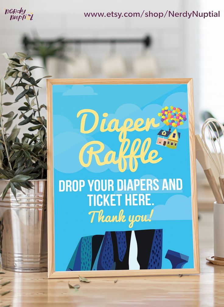 a sign that says diaper raffe drop your diapers and ticket here thank you