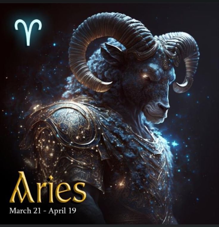 the zodiac sign for aries is displayed in front of an image of a ram