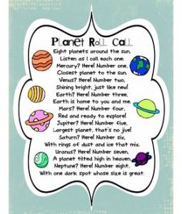 an image of a poem with planets on it