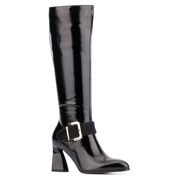 Introducing our chic Abrianna boot with a captivating buckle detail, a perfect fusion of style and sophistication. These boots feature a sleek silhouette complemented by a striking buckle accent. The sturdy heel adds a touch of allure, making them ideal for both casual outings and special occasions. Step into timeless elegance with our stylish boot. Elegant Fitted Knee-high Boots With Buckle Closure, Office Heeled Boots With Buckle Closure High Heel, Office High Heel Boots With Buckle Closure, Office High Heeled Boots With Buckle Closure, Wide Calf Heeled Boots With Buckle For Work, Wide Calf Heeled Boots With Buckle Closure For Work, Chic Winter Boots With Buckle Closure, Elegant Fall Boots With Buckle Closure, Fitted Office Boots With Buckle Closure