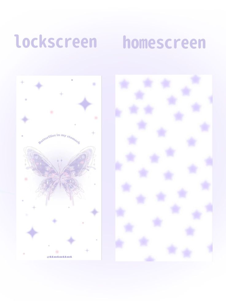 the back and side of a card with stars on it, which reads lockscreen homescreen