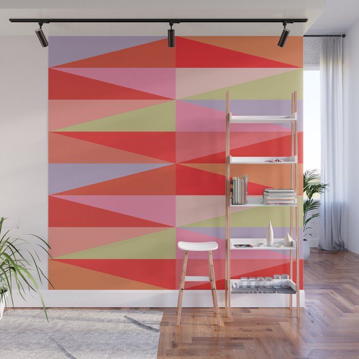 With our Wall Murals, you can cover an entire wall with a rad design - just line up the panels and stick them on. They're easy to peel off too, leaving no sticky residue behind. With crisp, vibrant colors and images, this stunning wall decor lets you create an amazing permanent or temporary space. Available in two floor-to-ceiling sizes.      - Size in feet: 8' Mural comes with four 2'(W) x 8'(H) panels   - Size in feet: 12' Mural comes with six 2' x 8' panels   - Printed on self-adhesive woven Triangle Love, Triangle Wall, Yoga Wall, Wall Murals Painted, Boho Geometric, Love Wall, Pattern Modern, Mural Painting, Space Available