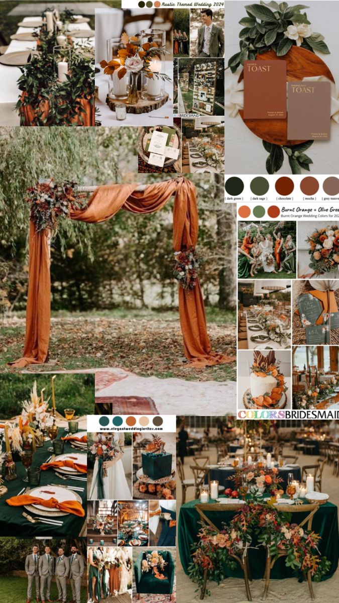 an orange and green wedding color scheme