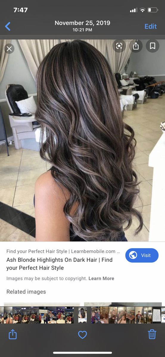 Ash Blonde Highlights On Dark Hair, Rambut Brunette, Blonde Highlights On Dark Hair, Black Hair Balayage, Hair With Highlights, Ash Hair Color, Brunette Hair With Highlights, Dark Hair With Highlights, Brown Hair With Blonde Highlights