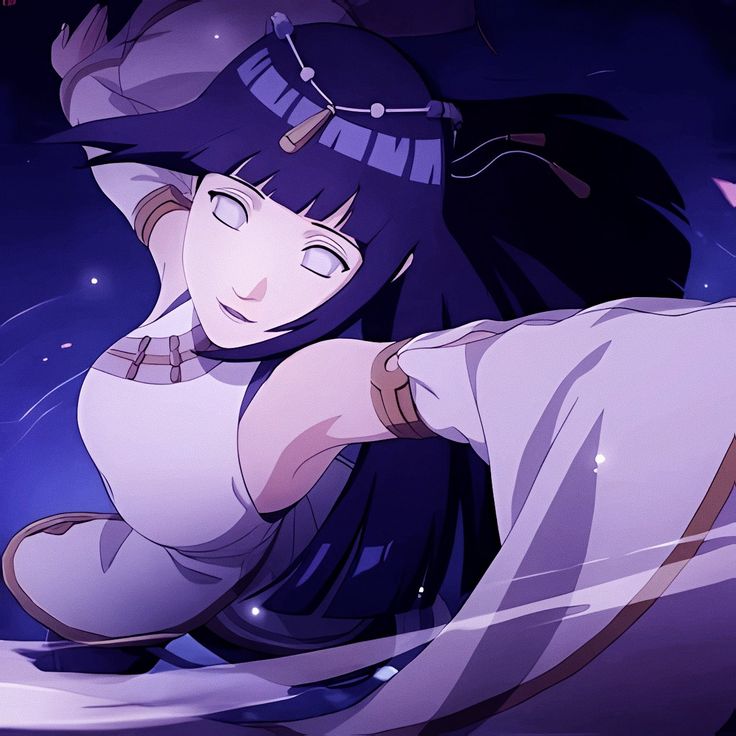 an anime character with long black hair sitting on the ground in front of a purple background