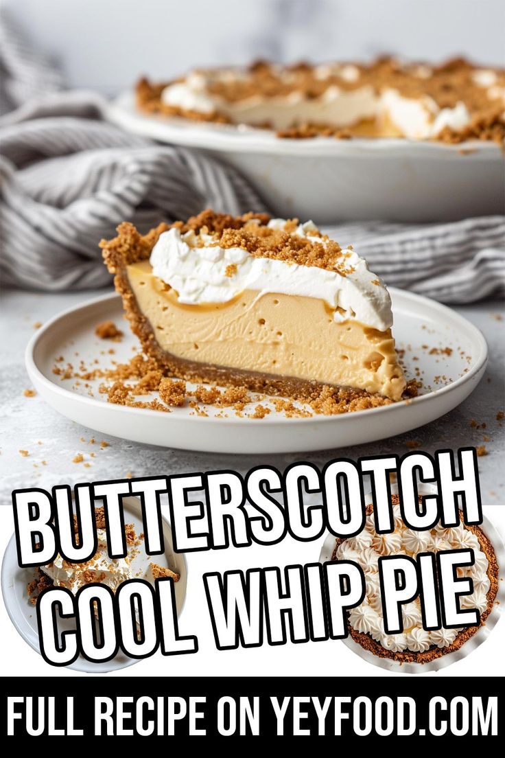 a slice of butterscotch cool whip pie on a plate