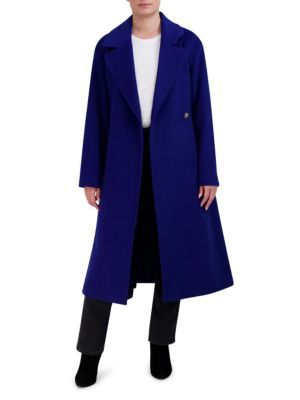 Blue Wool Coat, Chic Coat, Longline Coat, Wrap Coat, Oversized Coat, Wool Blend Coat, Trench Coats Women, Blue Wool, Outerwear Women